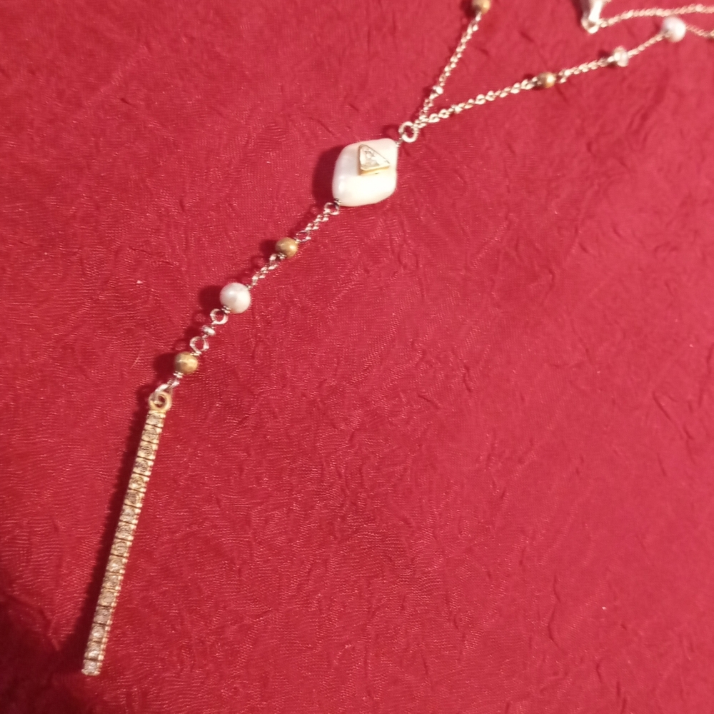 Silpada 925 sterling silver, cz, brass fall in line pendant necklace.Sz 26 in +2